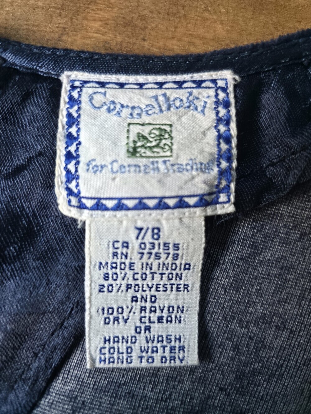 Vintage Cornelloki Dress by April Cornell – Girls Size 7/8 – Navy / Floral - Picture 8 of 8